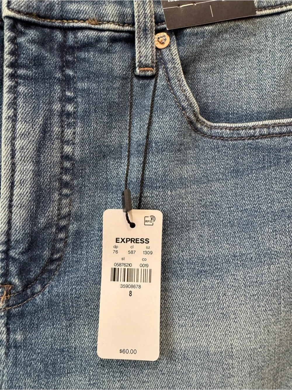 Express Women's Mid Blue Denim High-Rise Jean Shorts